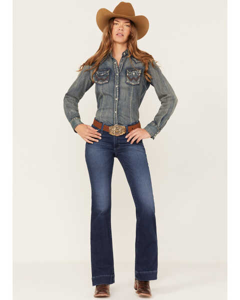 Image #3 - Wrangler Women's Dark Wash Mid Rise Willow Claire Ultimate Riding Trouser Jeans, Blue, hi-res