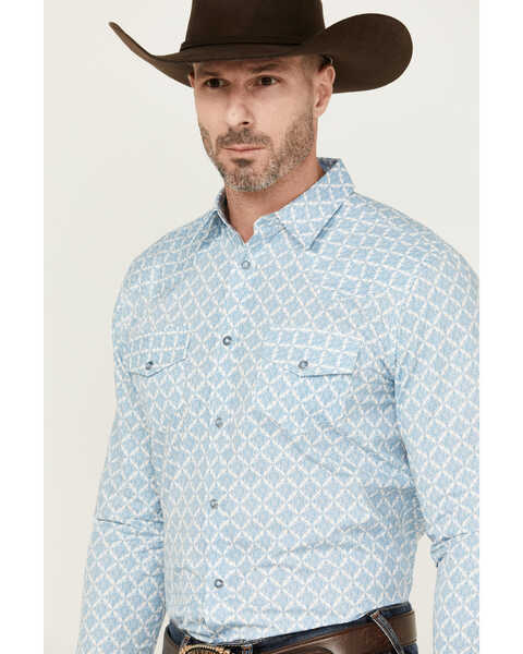 Image #2 - Gibson Men's Gma's Couch Mosaic Medallion Print Long Sleeve Snap Western Shirt , Light Blue, hi-res