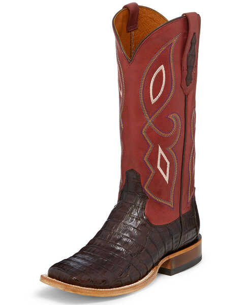 Image #1 - Tony Lama Women's Exotic Caiman Western Boots - Square Toe, Brown, hi-res