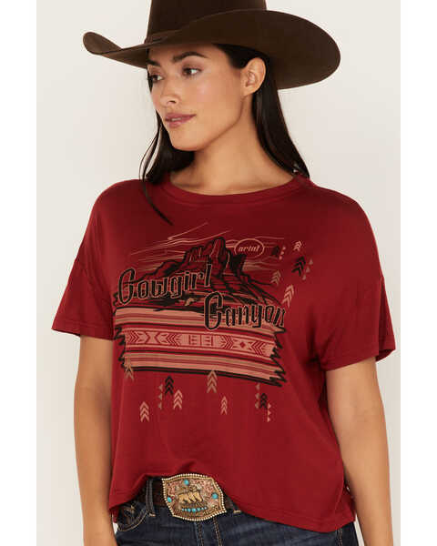 Image #2 - Ariat Women's Cowgirl Canyon Southwestern Graphic Tee, Rust Copper, hi-res
