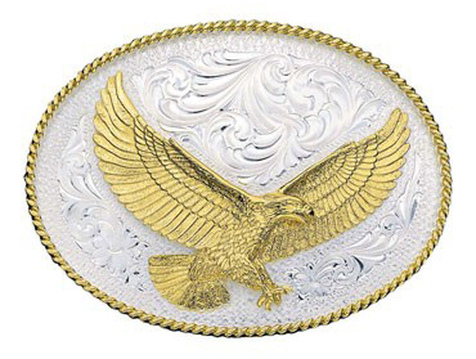 Montana Silversmiths Silver Engraved Large Eagle Western Attitude Belt Buckle, Multi, hi-res