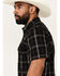 Image #2 - Moonshine Spirit Men's Exclusive Plaid Print Short Sleeve Snap Western Shirt, Black, hi-res