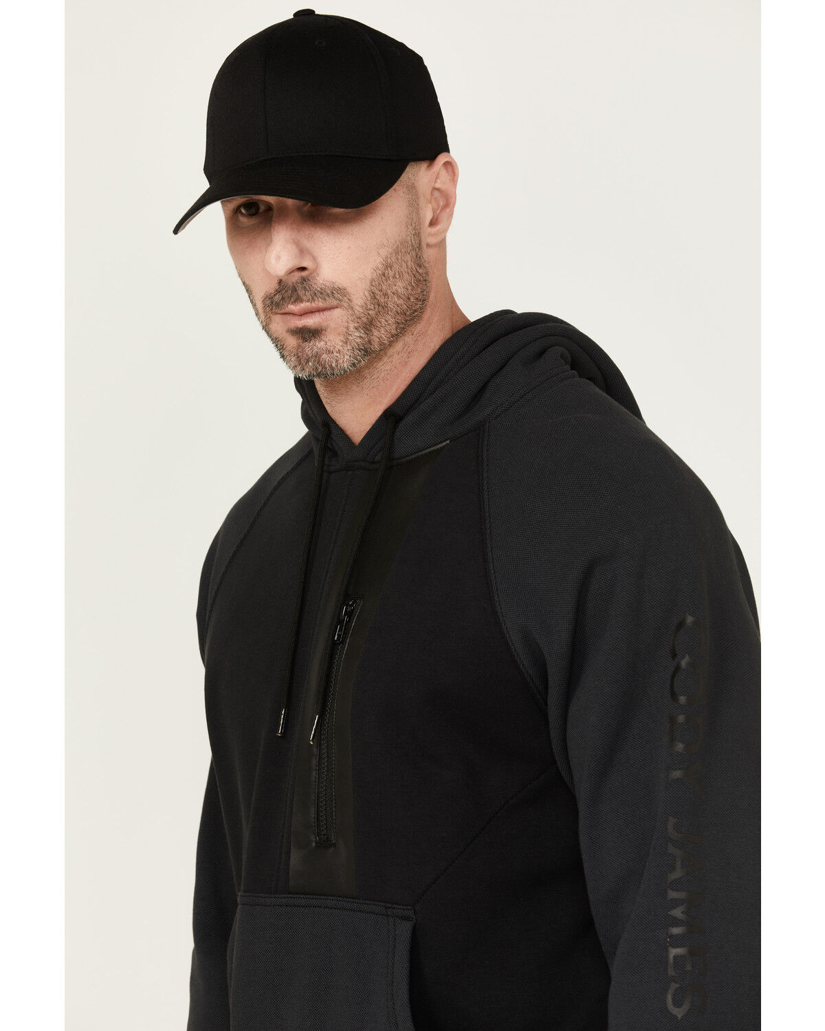 Image #2 - Cody James Men's FR Logo Sleeve Hooded Pullover, Black, hi-res