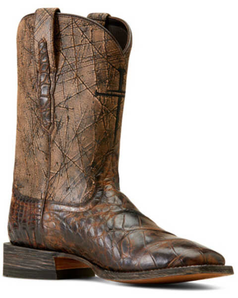 Ariat Men's Backwater Exotic Alligator Western Boots - Broad Square Toe , Brown, hi-res
