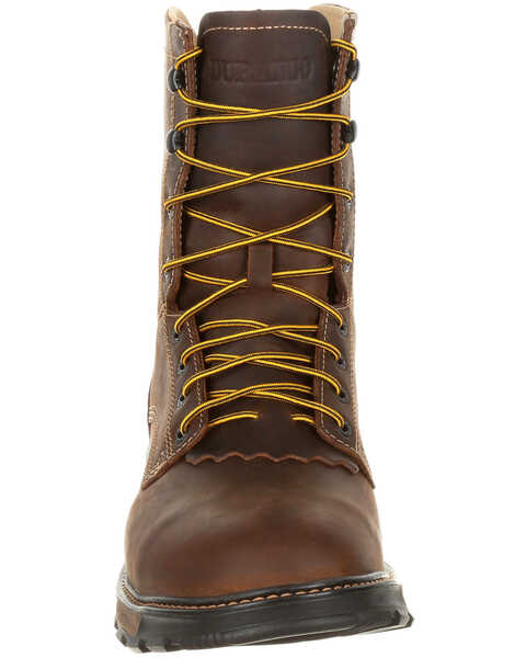 Image #5 - Durango Men's Maverick Waterproof Lacer Work Boots - Round Toe, Pecan, hi-res