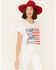 Image #1 - Cut & Paste Women's Stars & Stripes Forever Graphic Crop Tee, Ivory, hi-res