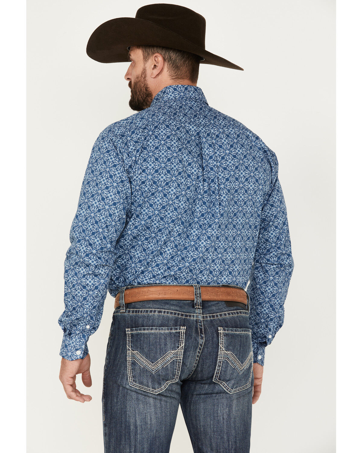 Image #4 - Stetson Men's Floral Long Sleeve Button Down Shirt, Blue, hi-res