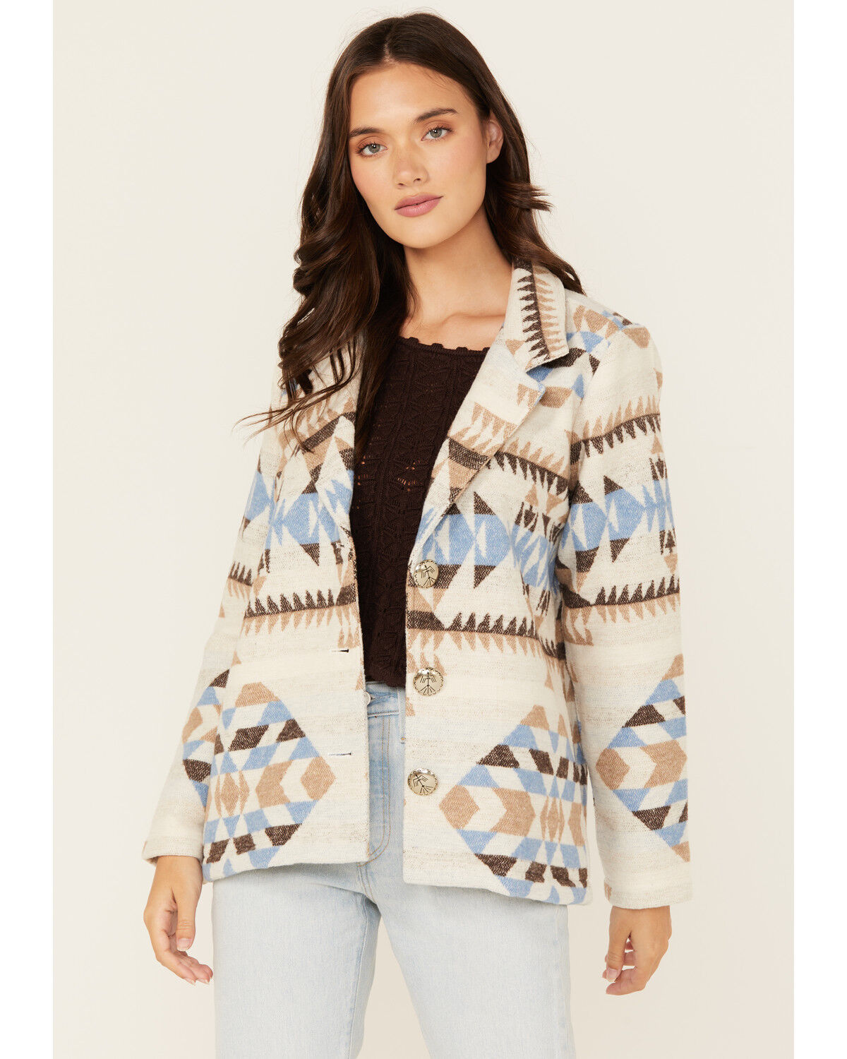 Image #1 - Cotton & Rye Women's Southwestern Print Blazer, Natural, hi-res
