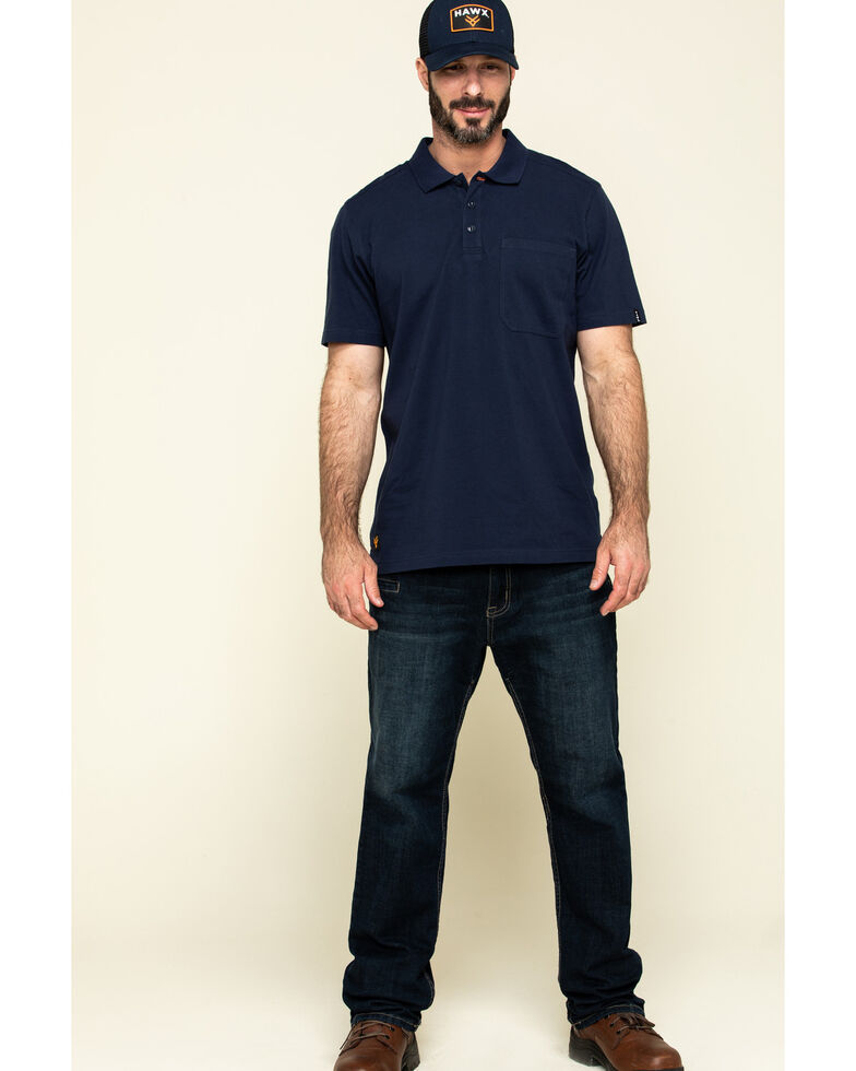 Hawx Men's Navy Miller Pique Short Sleeve Work Polo Shirt - Big , Navy, hi-res