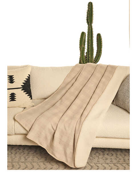Panhandle Jacquard Southwestern Print Berber Lined Blanket , Cream, hi-res