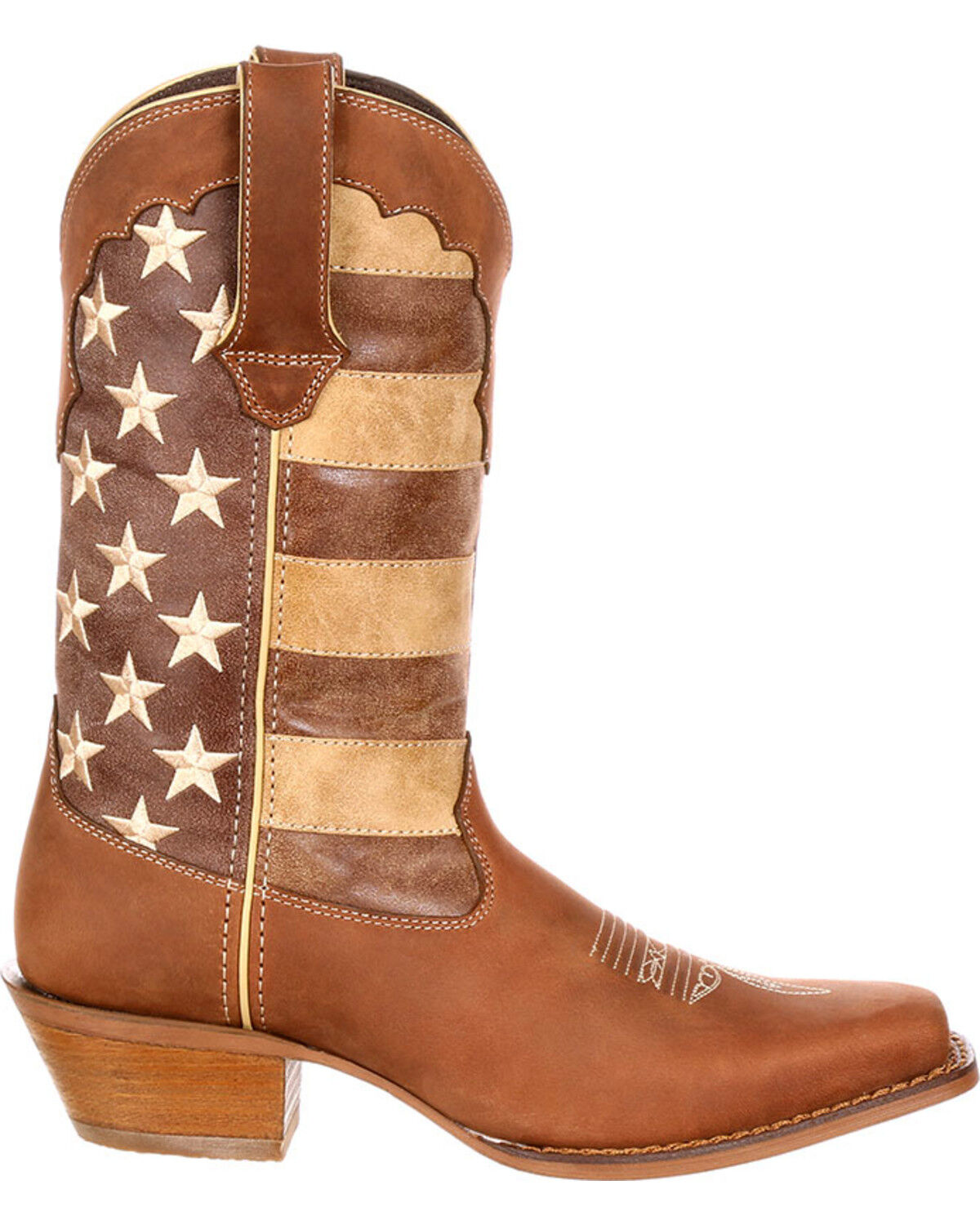 Image #2 - Durango Women's Distressed Flag Western Boots - Square Toe, Brown, hi-res