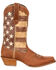 Image #2 - Durango Women's Distressed Flag Western Boots - Square Toe , Brown, hi-res