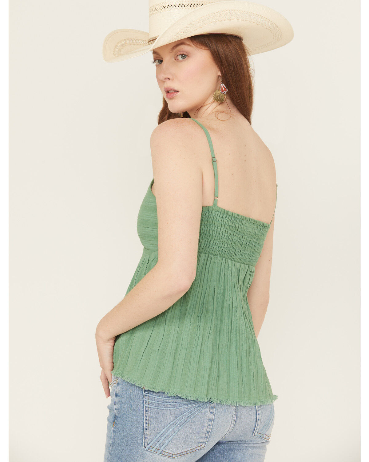 Image #4 - Cleo + Wolf Women's Enya Seersucker Striped Tank Top, Green, hi-res