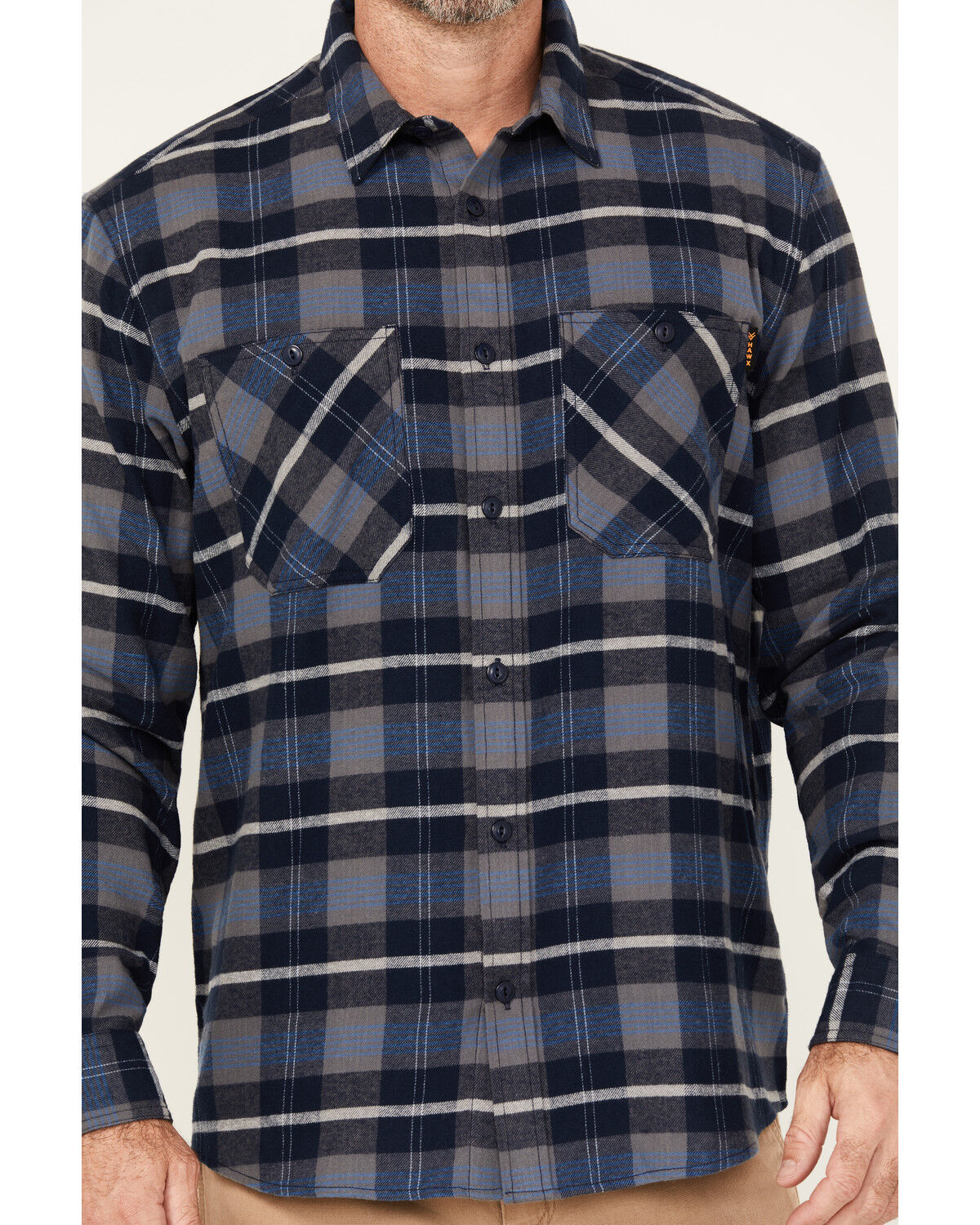 Image #3 - Hawx Men's Ball Plaid Print Long Sleeve Button-Down Flannel Work Shirt, Navy, hi-res