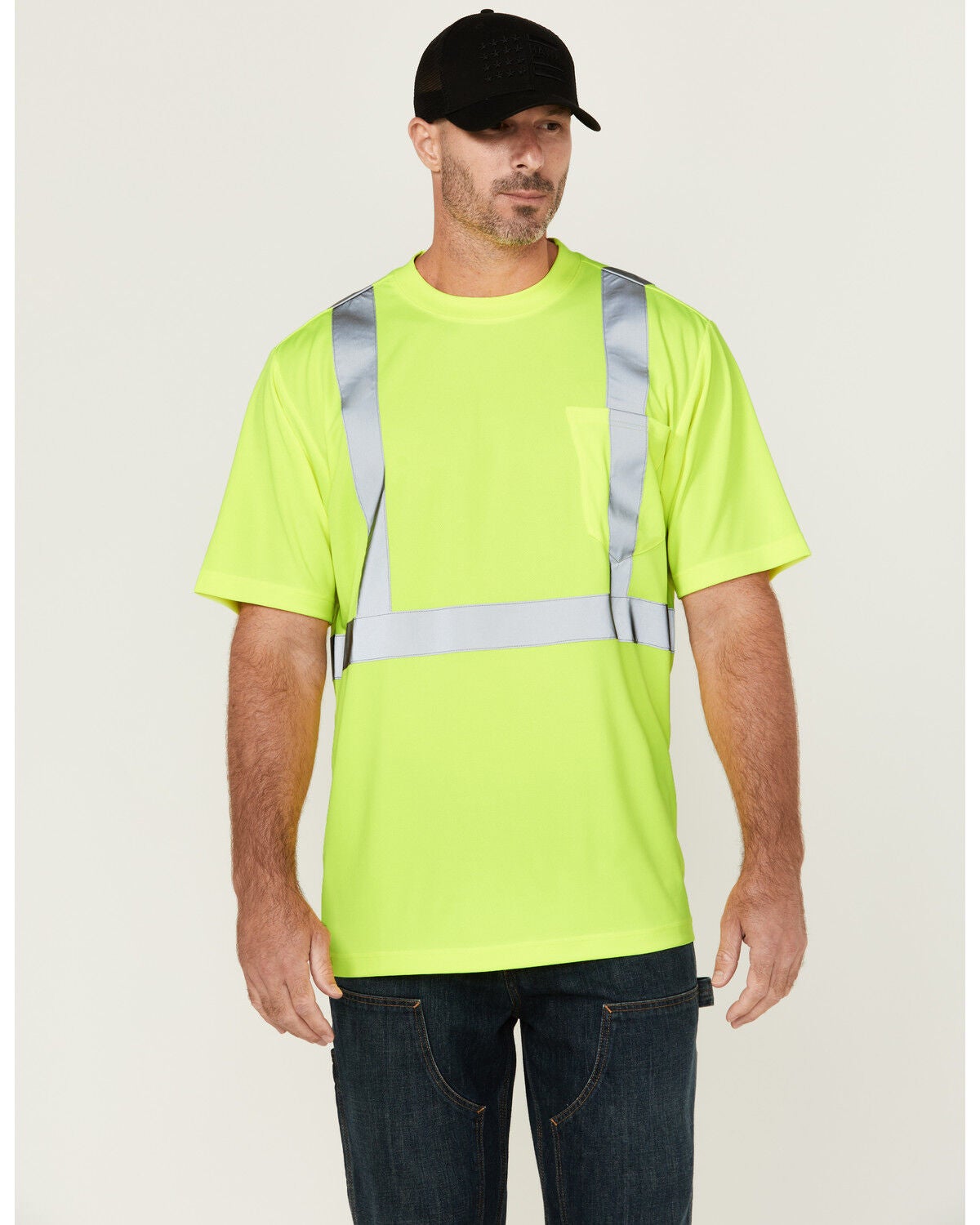 Hawx Men's Hi-Vis Reflective Short Sleeve Work T-Shirt - Big, Yellow, hi-res