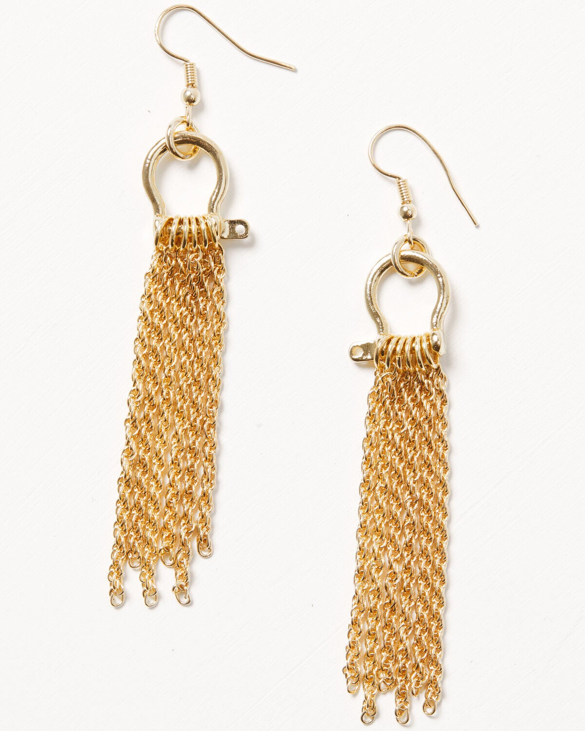 Image #1 - Shyanne Women's Western Muse Horse Bit Chain Fringe Earrings, Gold, hi-res