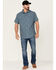 Image #2 - Brothers and Sons Men's Conversational Print Short Sleeve Button-Down Western Shirt, Indigo, hi-res