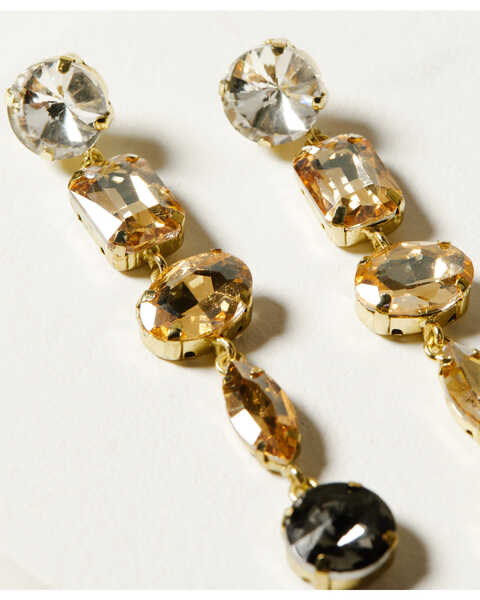 Image #2 - Ink + Alloy Clear to Smoke Ombre-Style Five-Tier Crystal Earrings, Multi, hi-res
