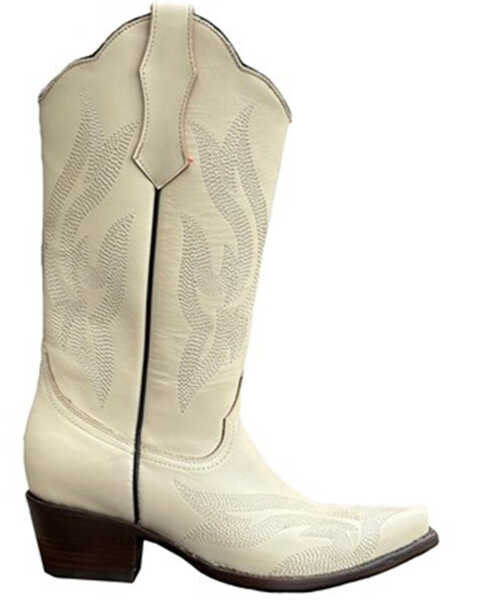 Image #2 - Planet Cowboy Women's Psychedelic Co-Co Nuts Leather Western Boot - Snip Toe , Cream/brown, hi-res
