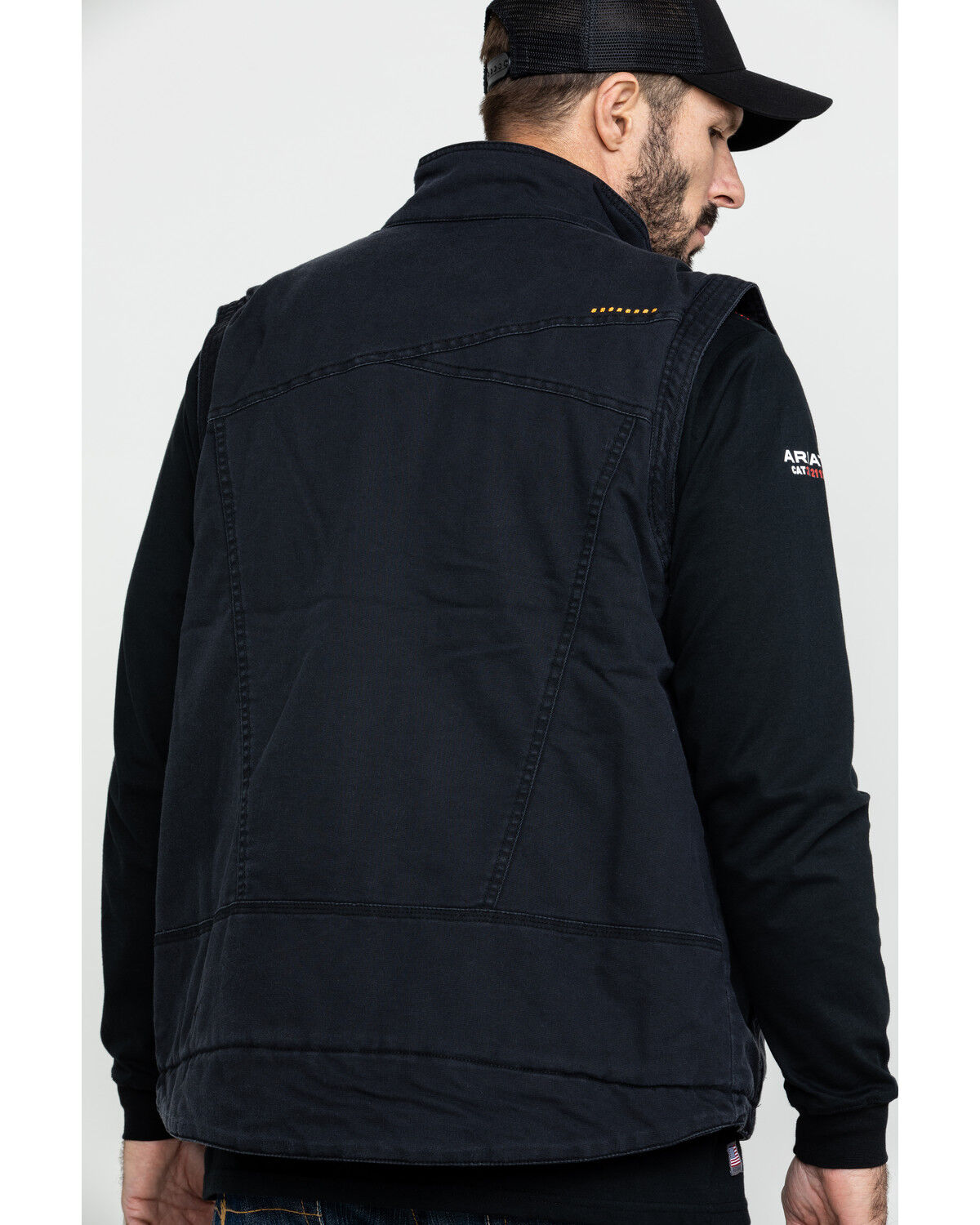 Image #2 - Ariat Men's Rebar Washed Dura Canvas Insulated Work Vest, Black, hi-res