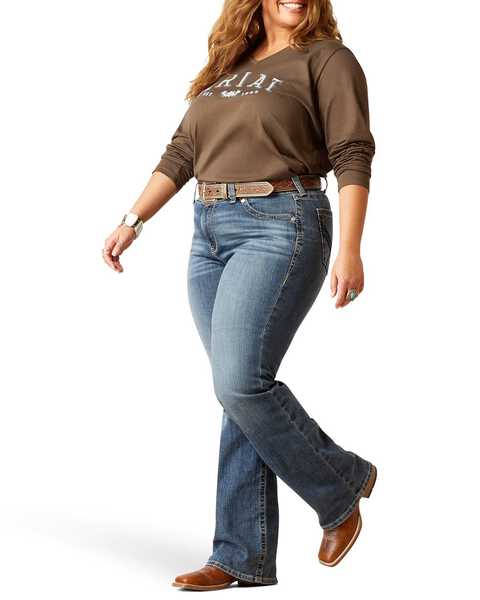 Image #1 - Ariat Women's R.E.A.L. Medium Wash Perfect Rise Phoebe Stretch Bootcut Jeans - Plus, Medium Wash, hi-res
