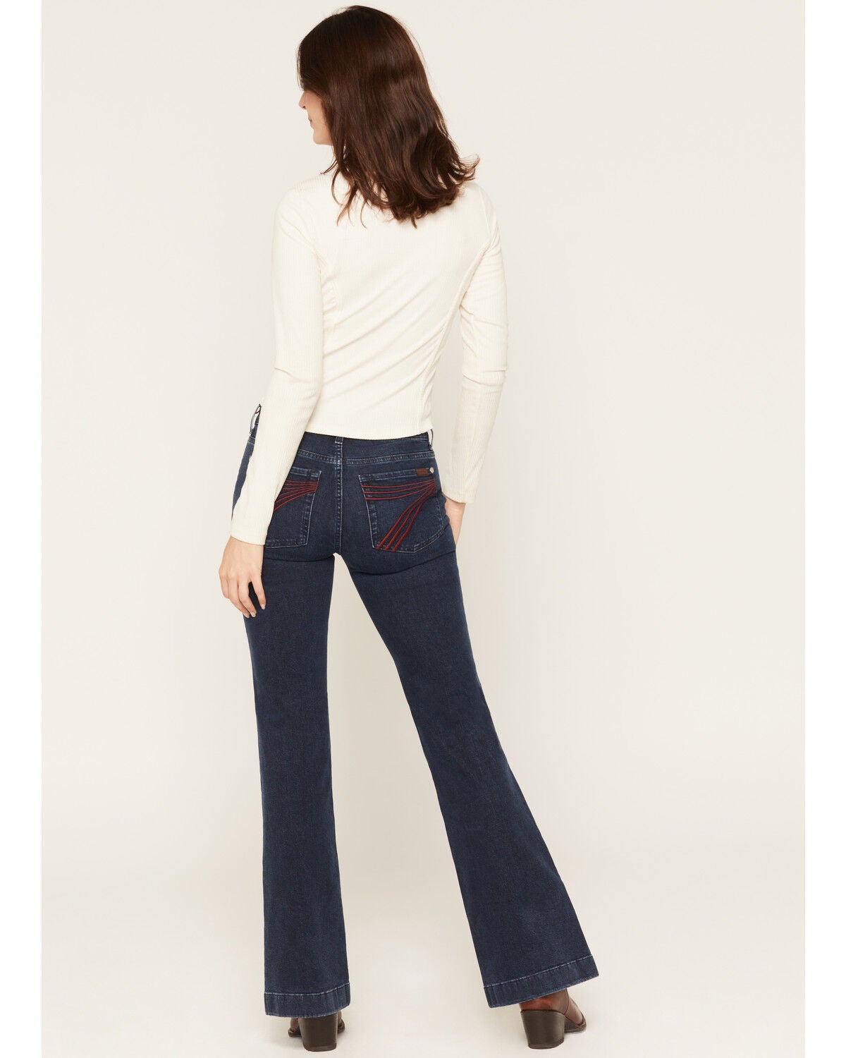 Image #1 - 7 For All Mankind Women's Shadowleaf Dark Wash High Rise 34" Dojo Trouser Stretch Denim Jeans, Dark Wash, hi-res
