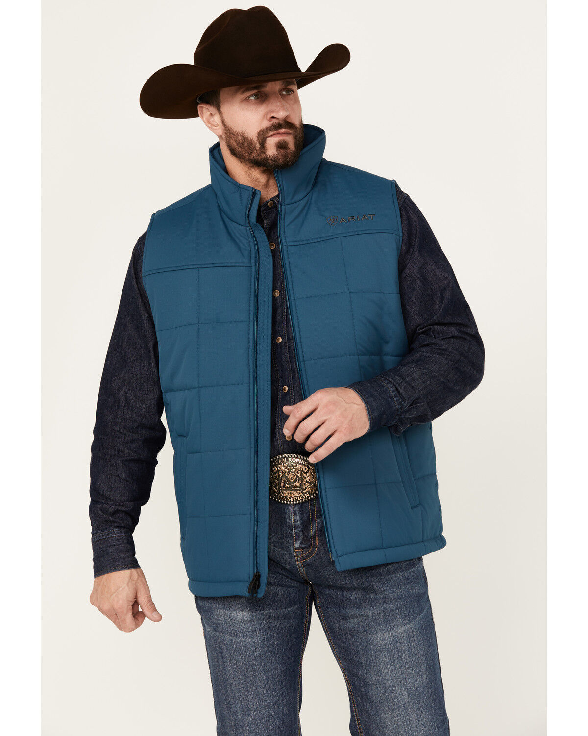 Image #1 - Ariat Men's Crius Solid Insulated Vest, Teal, hi-res