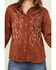 Image #3 - Blue B Women's Western Embroidered Faux Suede Long Sleeve Snap Shirt, Rust Copper, hi-res