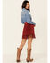 Idyllwind Women's Chili Red Hot Ultrasuede Fringe Mini Skirt, Chilli, hi-res