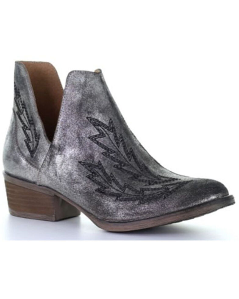 Corral Women's Silver Embroidery Fashion Booties - Round Toe, Silver, hi-res