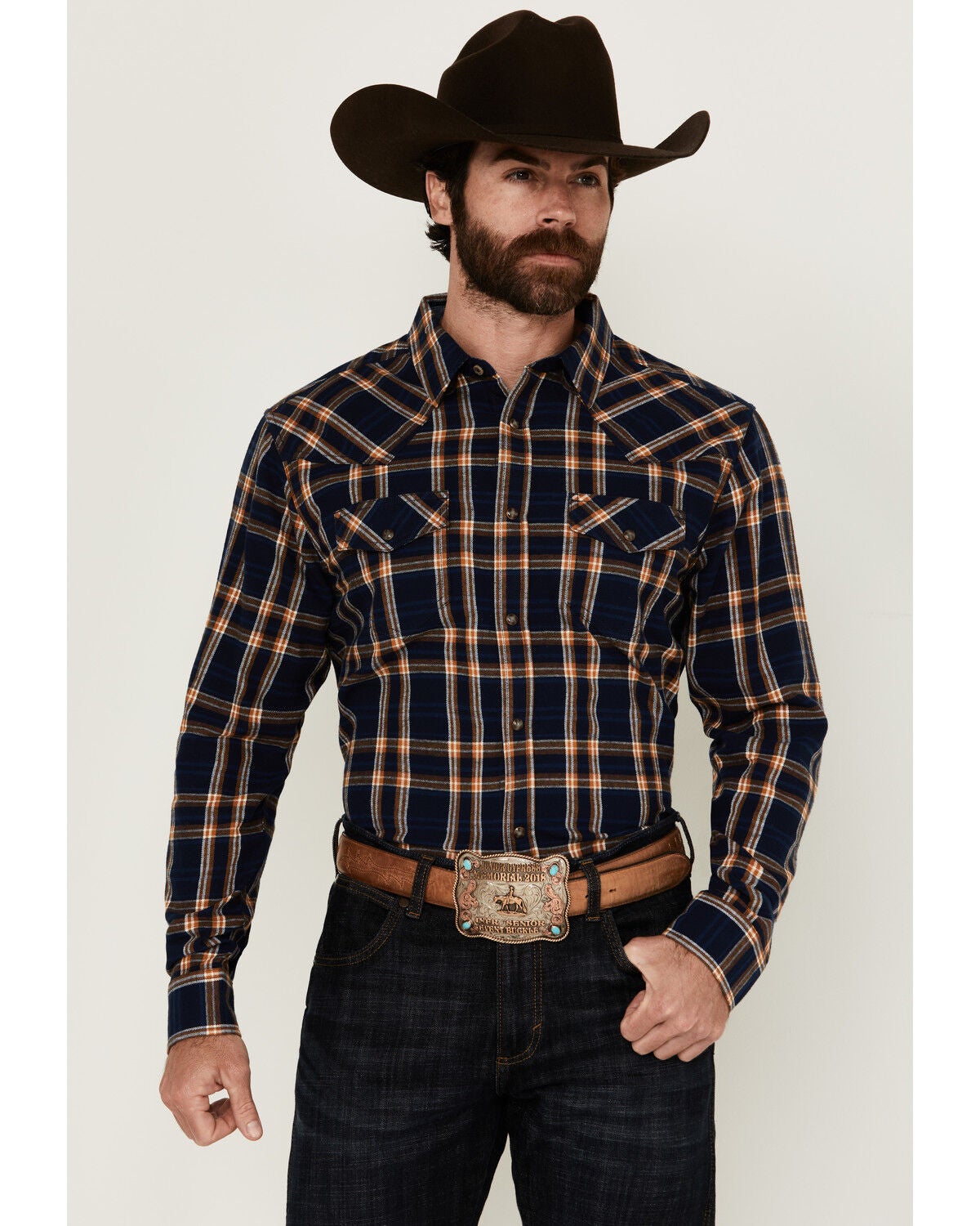 Image #1 - Cody James Men's Tombstone Plaid Print Long Sleeve Snap Western Shirt, , hi-res