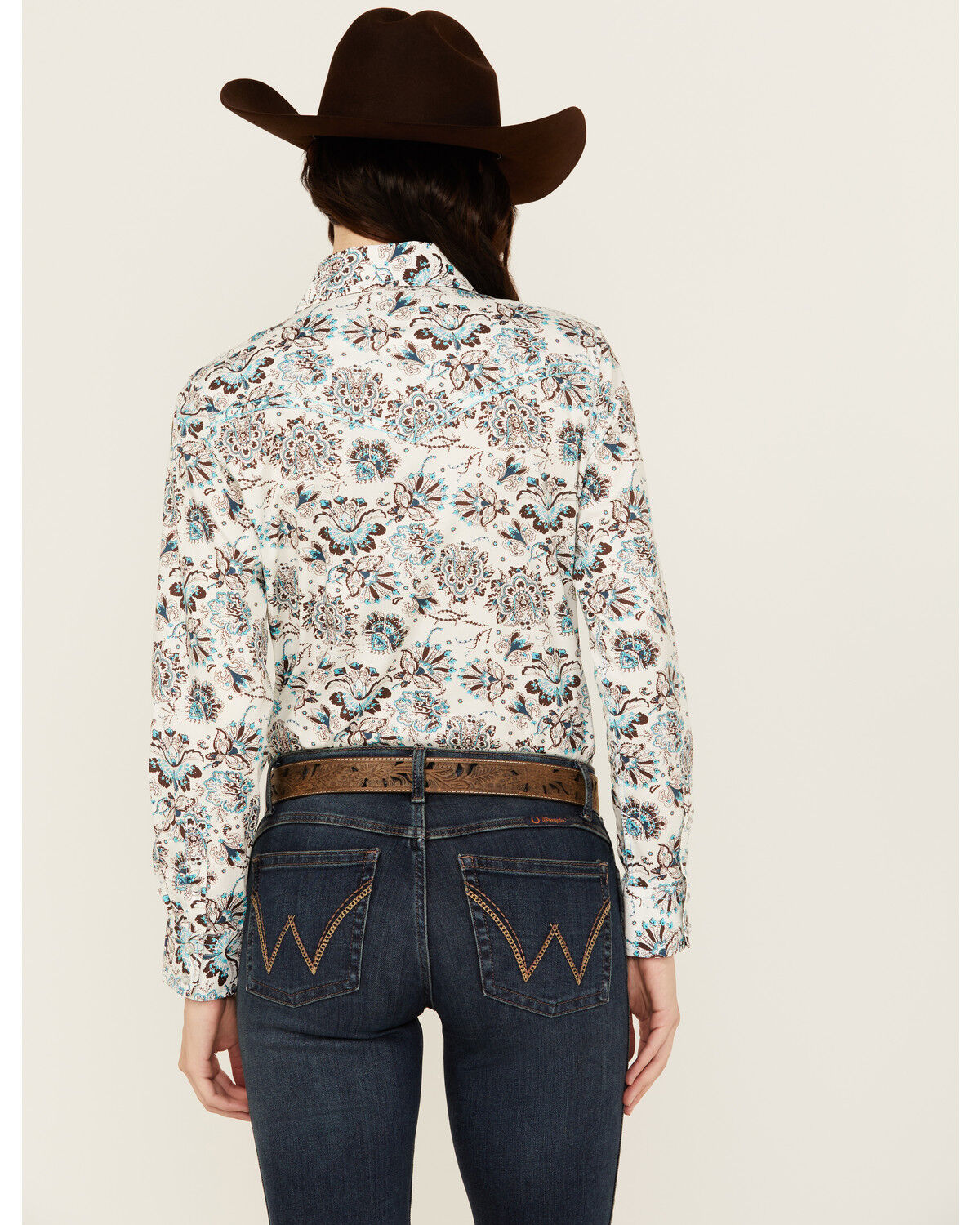 Image #4 - Cowgirl Hardware Women's Paisley Print Long Sleeve Snap Western Shirt, White, hi-res