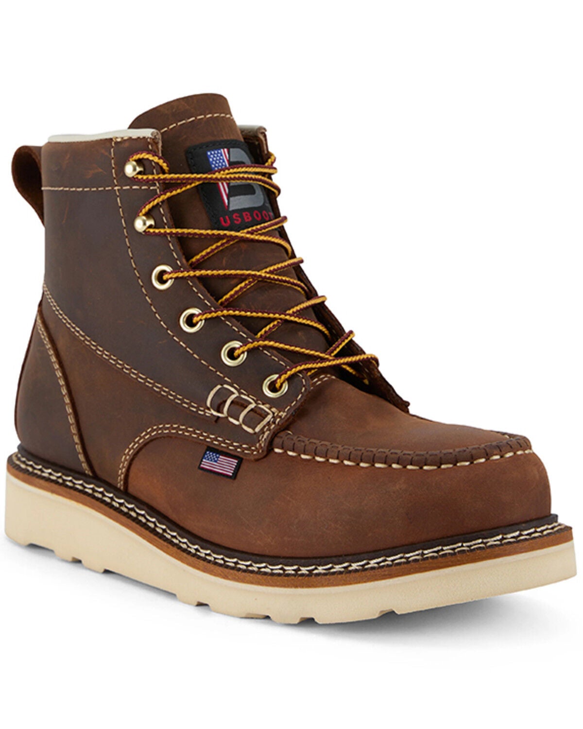 Image #1 - US Boot Men's 6" Driftlock Waterproof Moc Work Boots - Soft Toe, Brown, hi-res