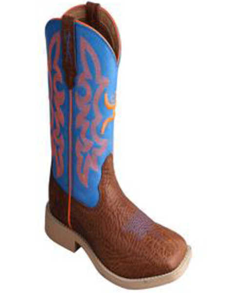 Twisted X Boys' Hooey Western Boots - Square Toe, Cognac, hi-res