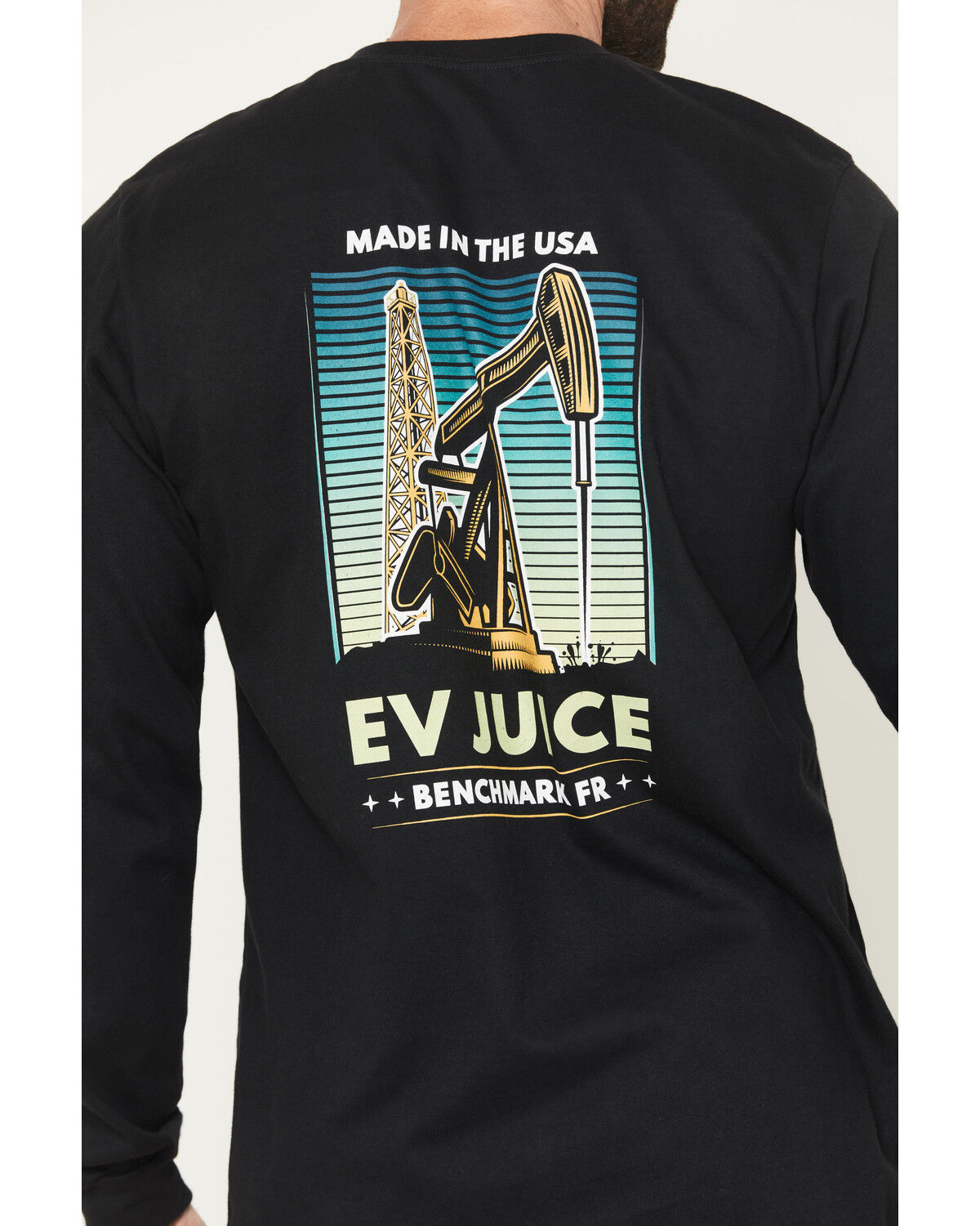 Image #4 - Benchmark FR Men's FR EV Juice Long Sleeve Graphic Work T-Shirt, Black, hi-res
