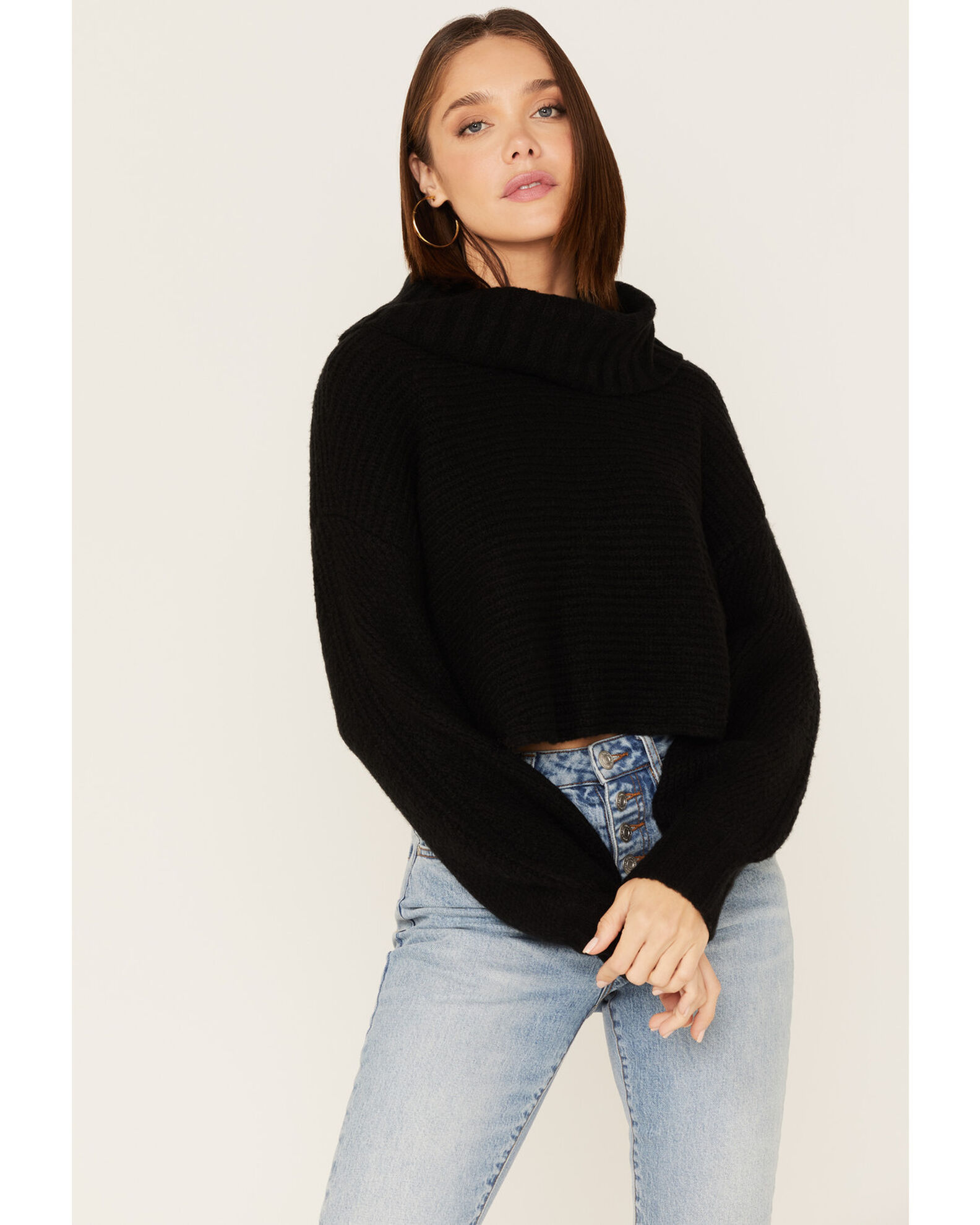 Cropped cowl online neck sweater