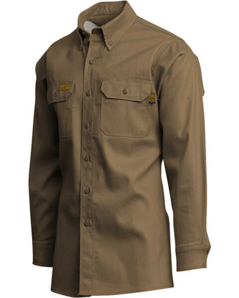 Image #4 - Lapco Men's FR 6oz. Gold Label Long Sleeve Button Down Uniform Shirt - Big & Tall, Beige/khaki, hi-res