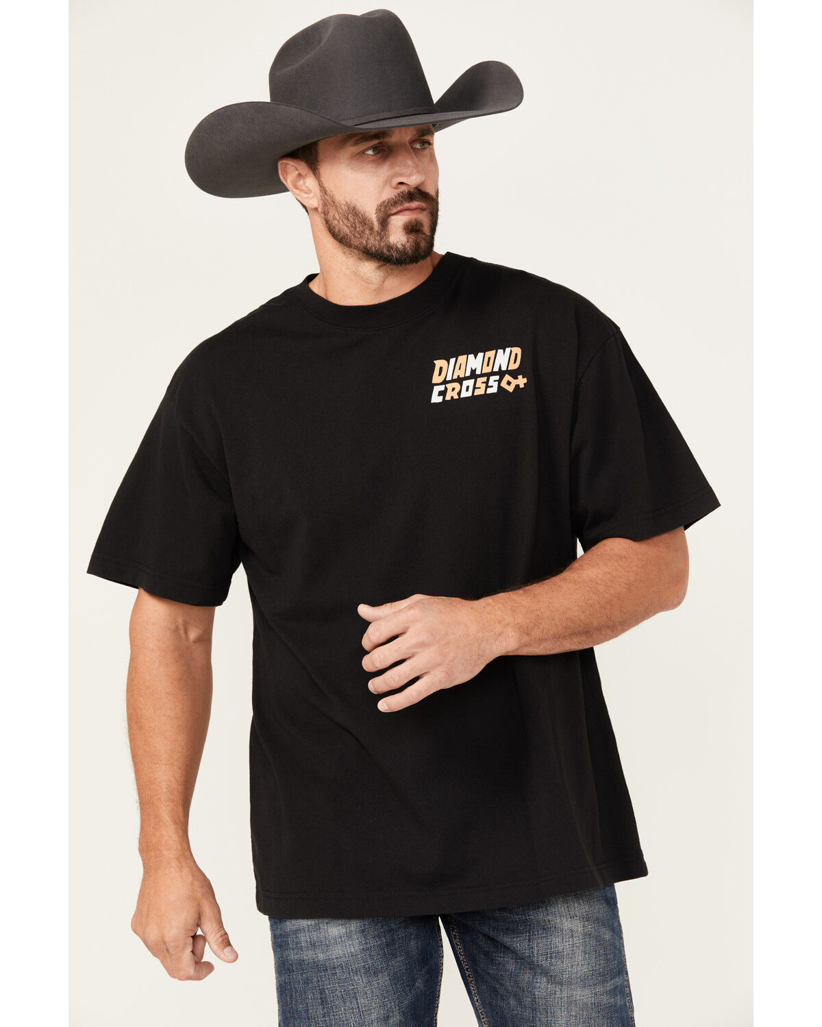 Image #2 - Diamond Cross Ranch Men's Ride Far Short Sleeve Graphic T-Shirt, Black, hi-res