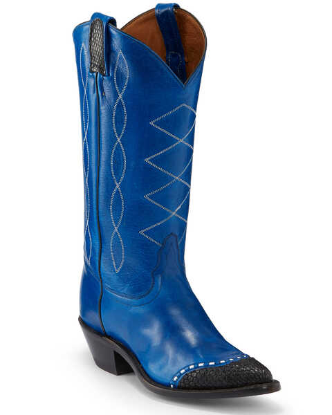 Image #1 - Tony Lama Women's Emilia Western Boots - Pointed Toe, Blue, hi-res