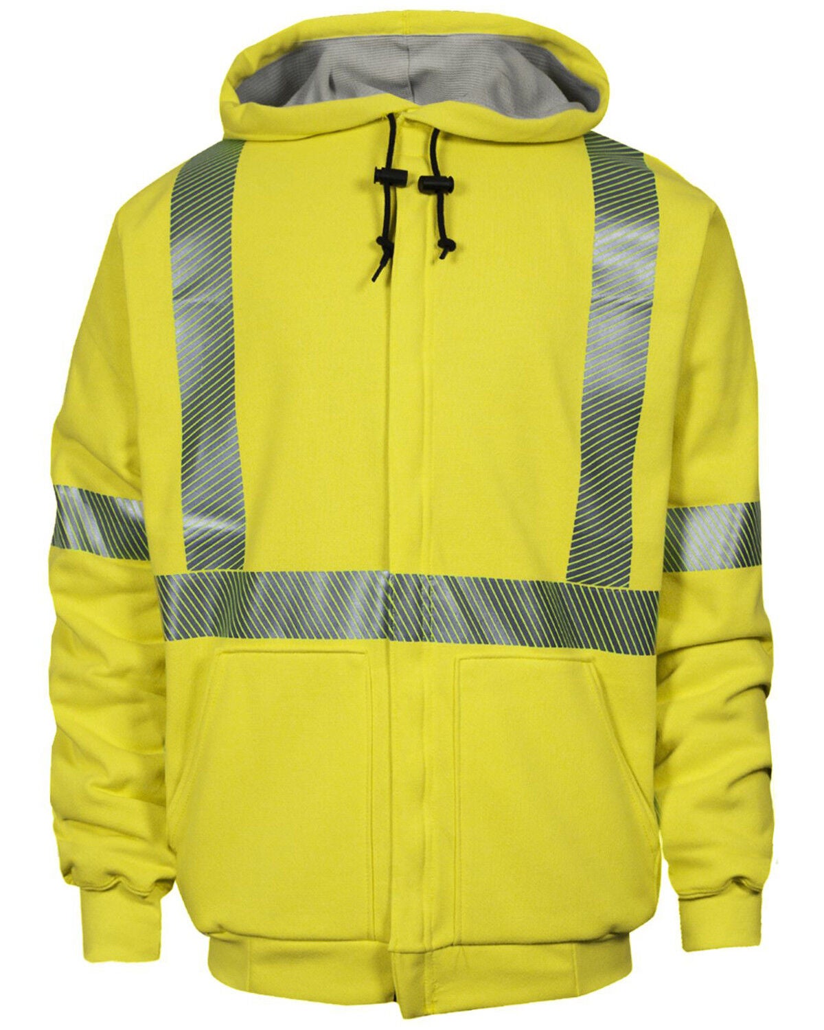 Image #1 - National Safety Apparel Men's 2X-3X FR Vizable Hi-Vis Waffle Weave Zip Front Work Sweatshirt - Tall, , hi-res