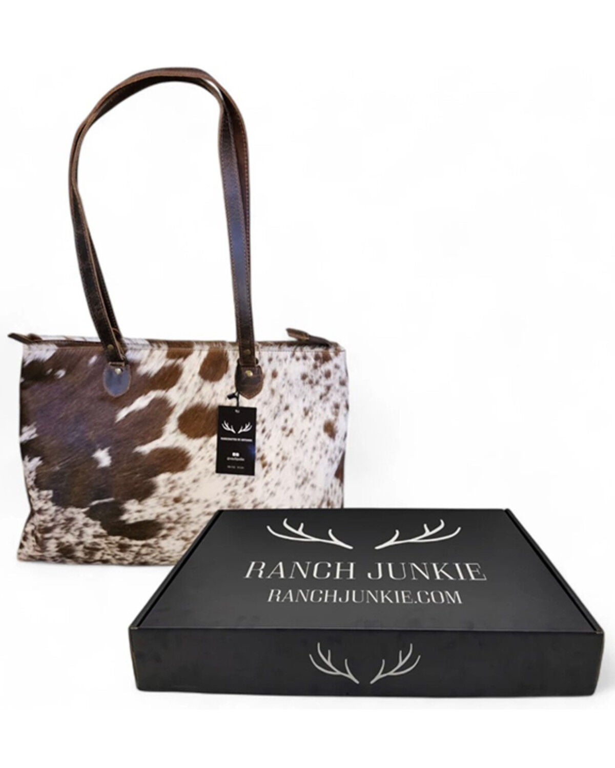 Image #2 - Ranch Junkie Women's Highlands Genuine Cowhide Large Tote, Chocolate, hi-res