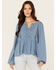 Image #1 - Wild Moss Women's Crochet Trim Top, Blue, hi-res