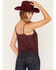 Image #4 - Idyllwind Women's Santa Rosa Embroidered Georgette Tank, Wine, hi-res