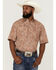 Roper Men's Dusty Trail Paisley Print Short Sleeve Pearl Snap Western Shirt , Orange, hi-res