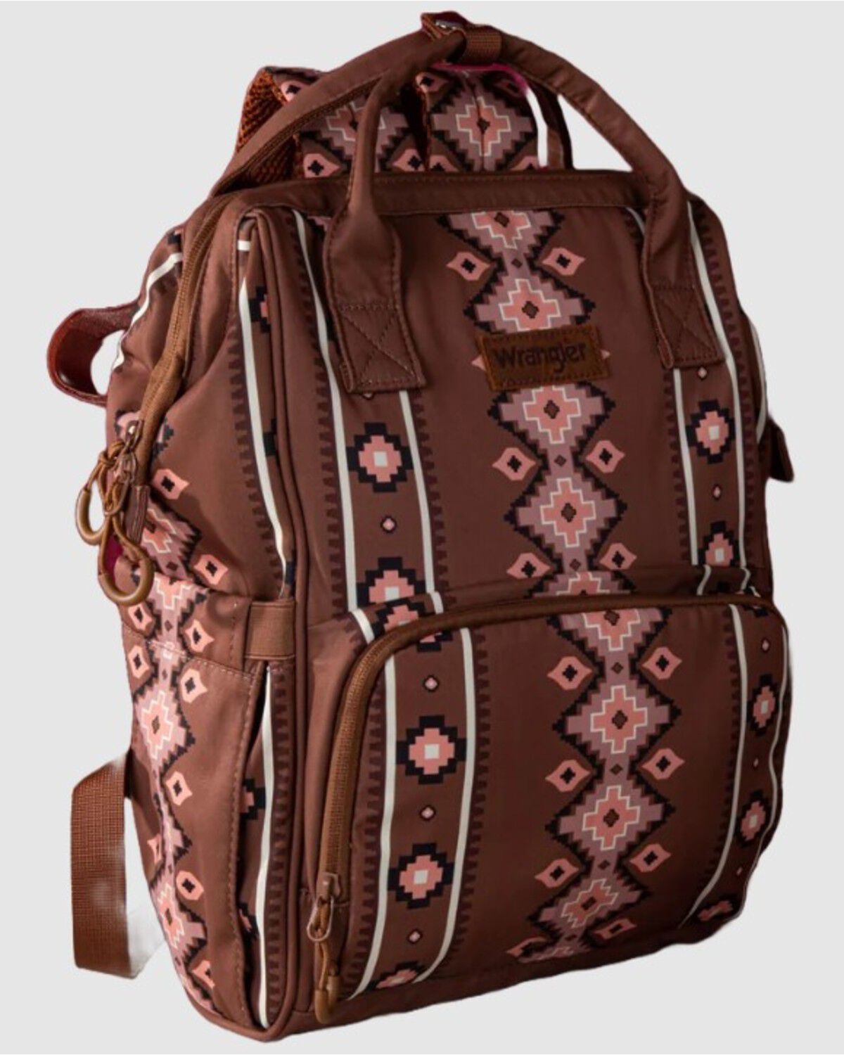 Wrangler Women's Callie Southwestern Print Diaper Bag, Brown, hi-res