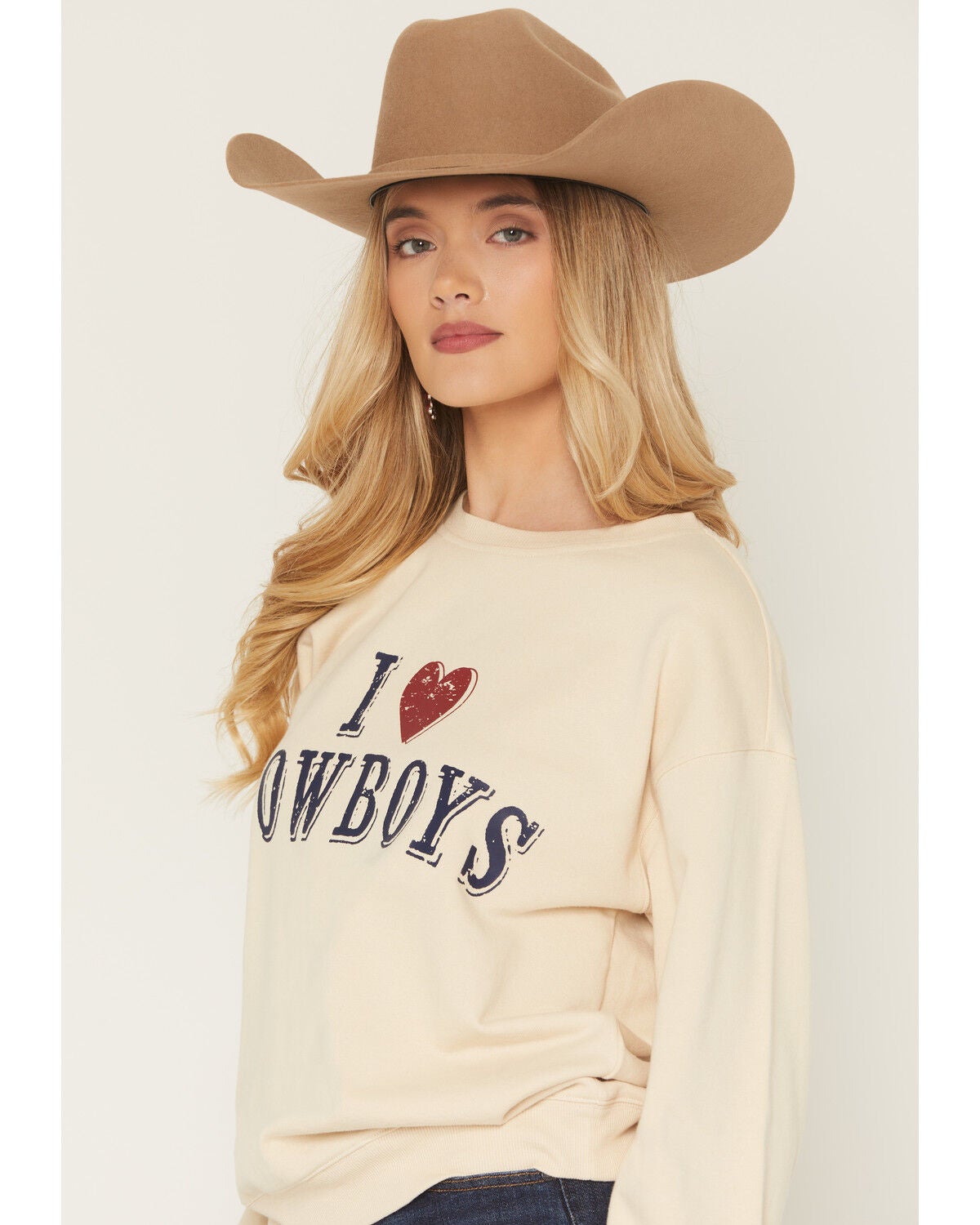 Image #3 - Shyanne Women's I Heart Cowboys Sweatshirt, Oatmeal, hi-res