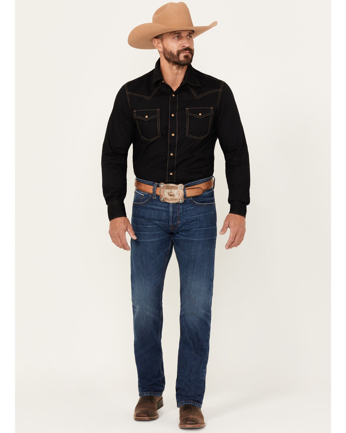 Cody James Men's Fort Worth Wash Jackson Slim Straight Selvedge Rigid Denim Jeans, Medium Wash, hi-res