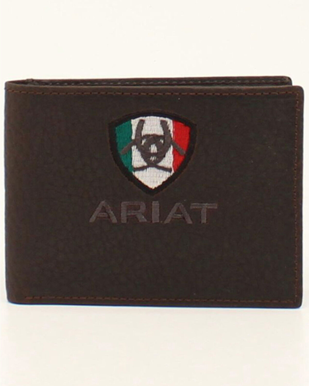Image #1 - Ariat Men's Mexican Flag Bifold Wallet, Brown, hi-res