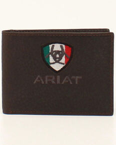 Ariat Men's Mexican Flag Bifold Wallet, Brown, hi-res