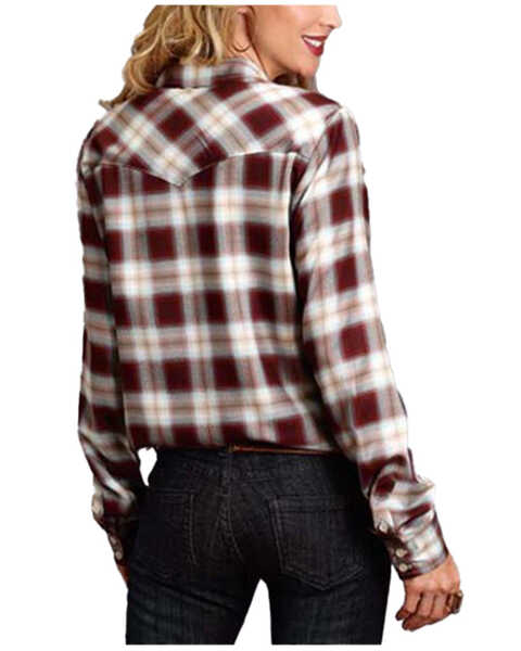Image #2 - Stetson Women's Brown Plaid Long Sleeve Western Shirt, Brown, hi-res